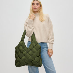 Woman wearing Olive Sol and Selene Illumine Tote 841764110822 View 2 | Olive