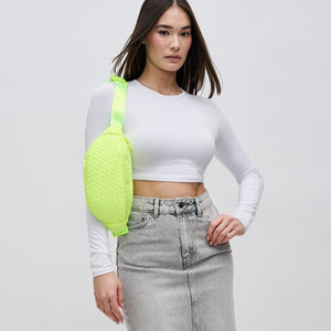 Woman wearing Neon Yellow Sol and Selene Aim High Belt Bag 841764109192 View 3 | Neon Yellow