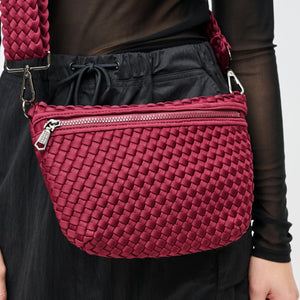 Woman wearing Wine Sol and Selene Ethereal - Woven Neoprene Crossbody 841764110907 View 4 | Wine