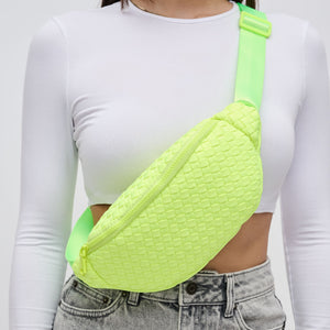 Woman wearing Neon Yellow Sol and Selene Aim High Belt Bag 841764109192 View 1 | Neon Yellow