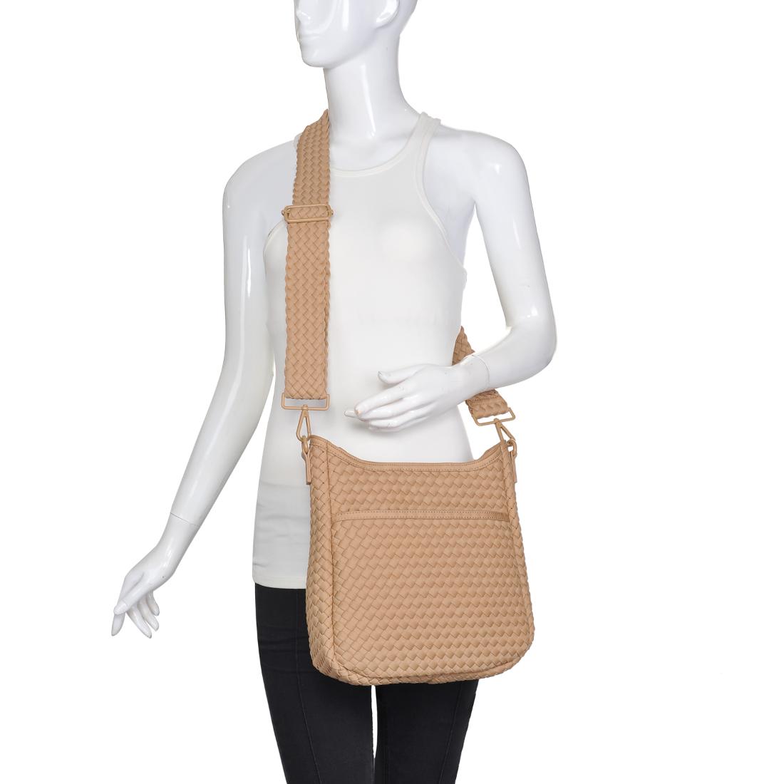 Woman wearing Nude Sol and Selene Kismet - Woven Neoprene Crossbody 841764110174 View 1 | Nude