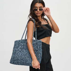 Woman wearing Denim Sol and Selene Reflection Tote 841764110099 View 1 | Denim