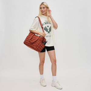 Woman wearing Rust Sol and Selene Dreamer Tote 841764110648 View 2 | Rust