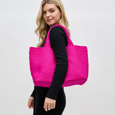 Woman wearing Fuchsia Sol and Selene Sky's The Limit - Large Tote 841764107860 View 1 | Fuchsia