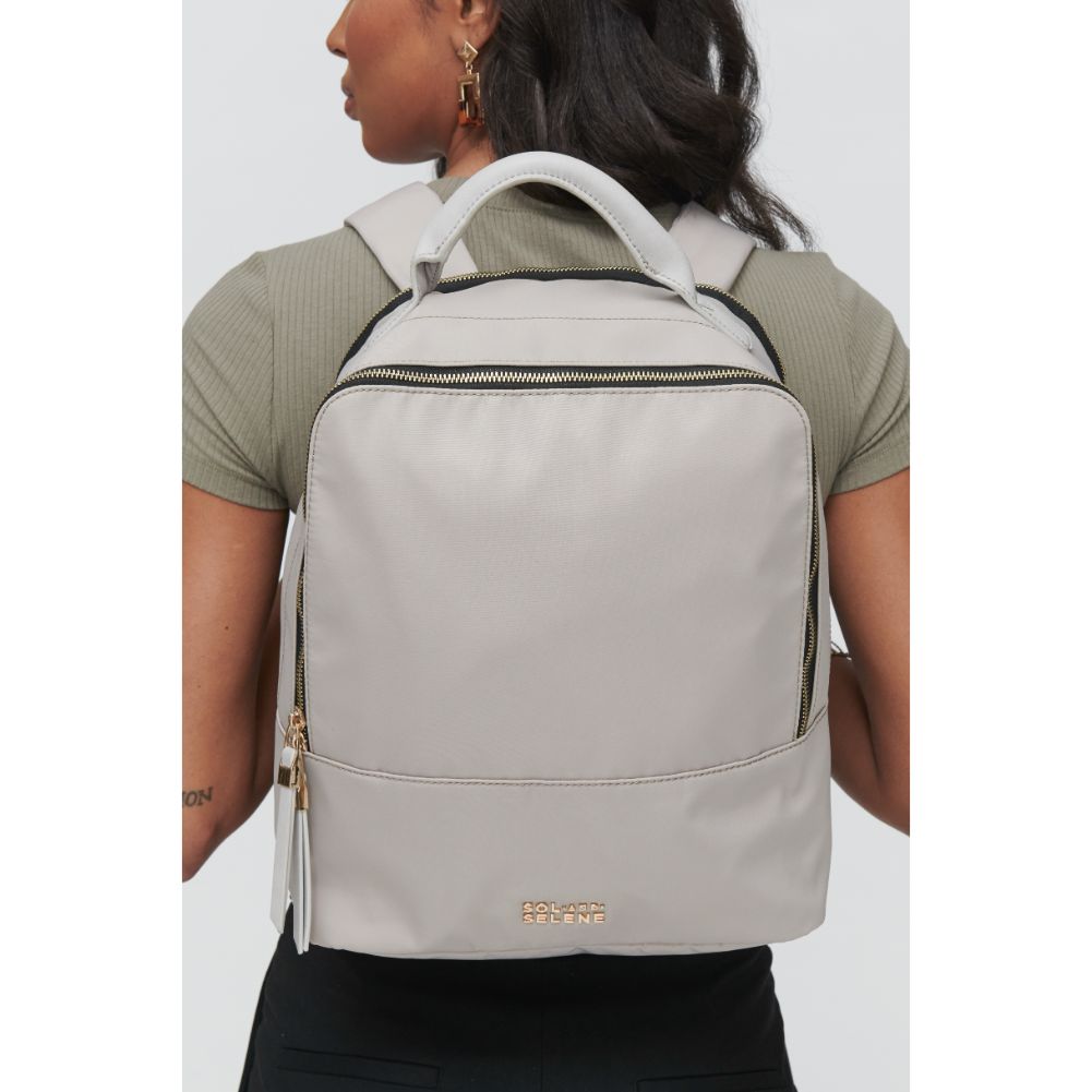 Woman wearing Grey Sol and Selene Cloud Nine Backpack 841764103053 View 1 | Grey