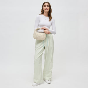 Woman wearing Cream Sol and Selene Dare to Dream - Small Woven Neoprene Clutch 841764111089 View 3 | Cream