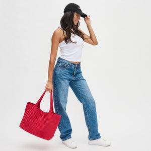 Woman wearing Red Sol and Selene Sky's The Limit - Large Tote 841764108225 View 3 | Red