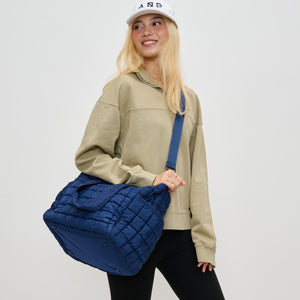 Woman wearing Navy Sol and Selene Dreamer Tote 841764110631 View 2 | Navy