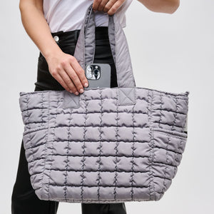 Woman wearing Grey Sol and Selene Dreamer Tote 841764109475 View 4 | Grey