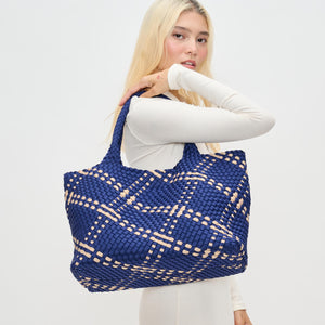 Woman wearing Navy Nude Sol and Selene Sky's The Limit - Large Tote 841764110259 View 1 | Navy Nude