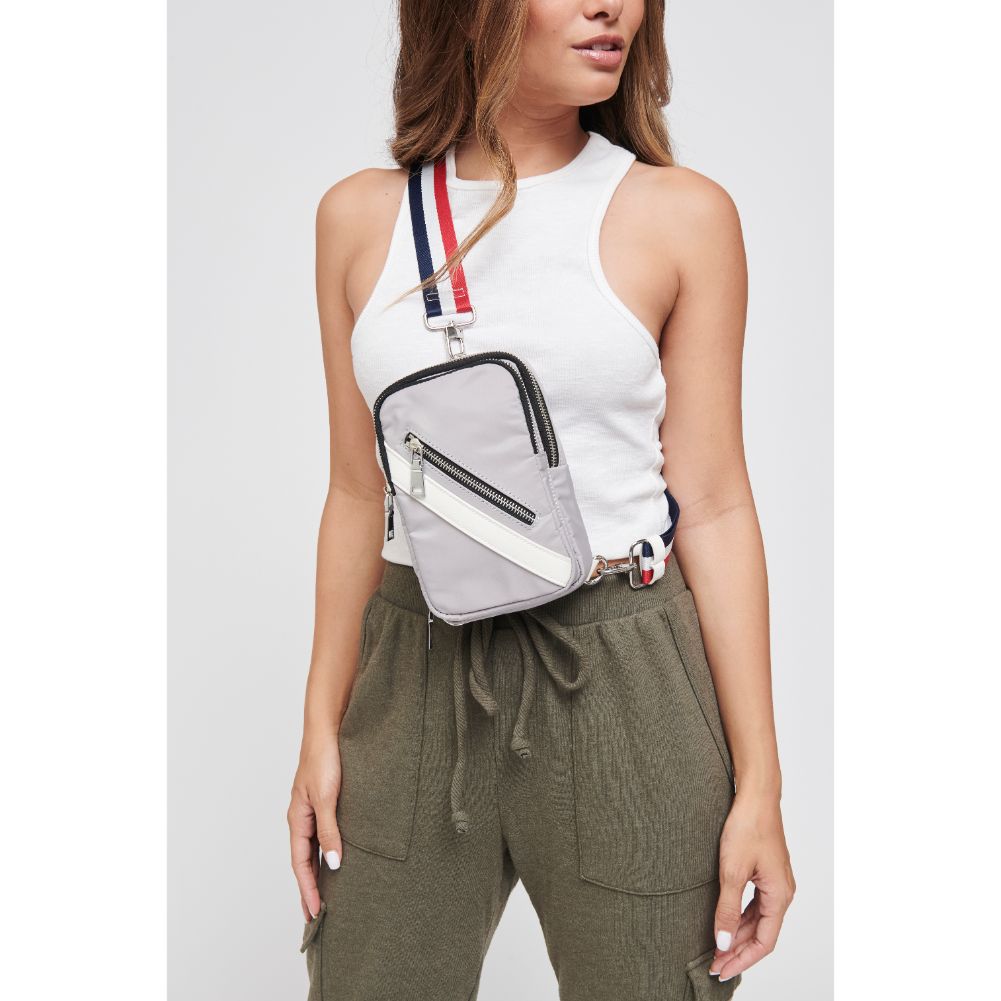 Woman wearing Dove Grey Sol and Selene Accolade Sling Backpack 841764106412 View 1 | Dove Grey