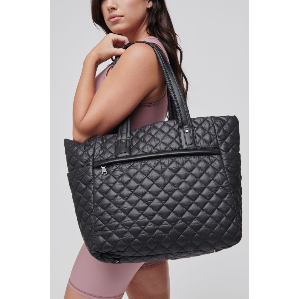 Woman wearing Black Sol and Selene No Filter Tote 841764105101 View 1 | Black