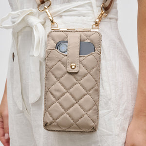 Woman wearing Nude Sol and Selene Duality - Quilted Cell Phone Crossbody 841764107488 View 4 | Nude