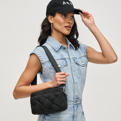 Woman wearing Black Sol and Selene Inspiration - Braided Woven Nylon Crossbody 841764111775 View 1 | Black