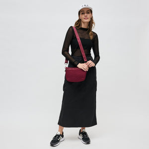 Woman wearing Wine Sol and Selene Ethereal - Woven Neoprene Crossbody 841764110907 View 2 | Wine