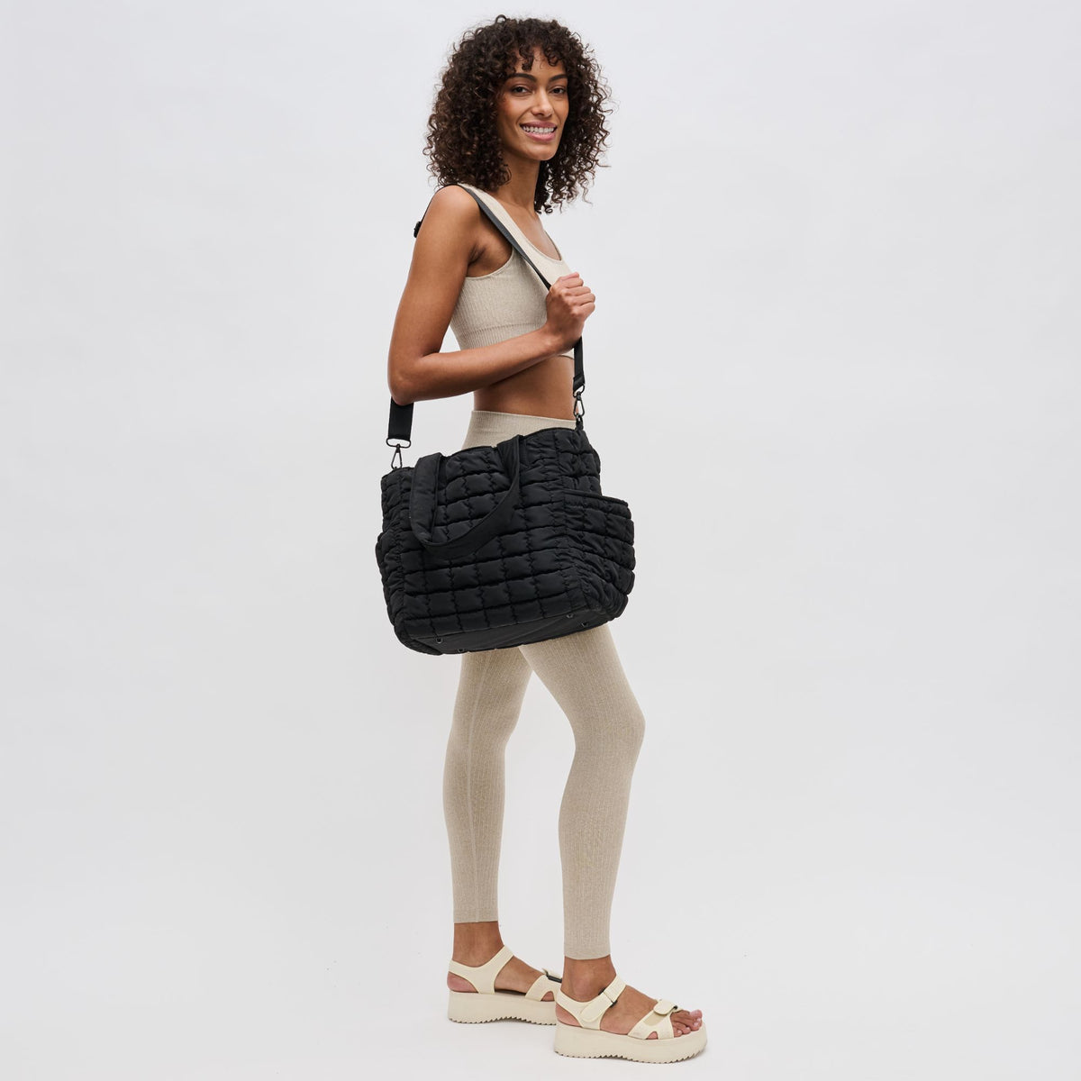 Woman wearing Black Sol and Selene Dreamer Tote 841764108447 View 3 | Black