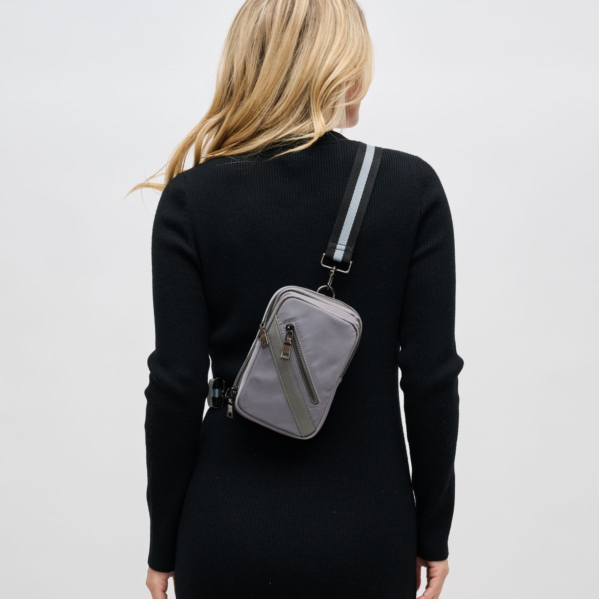 Woman wearing Grey Sol and Selene Accolade Sling Backpack 841764108263 View 4 | Grey