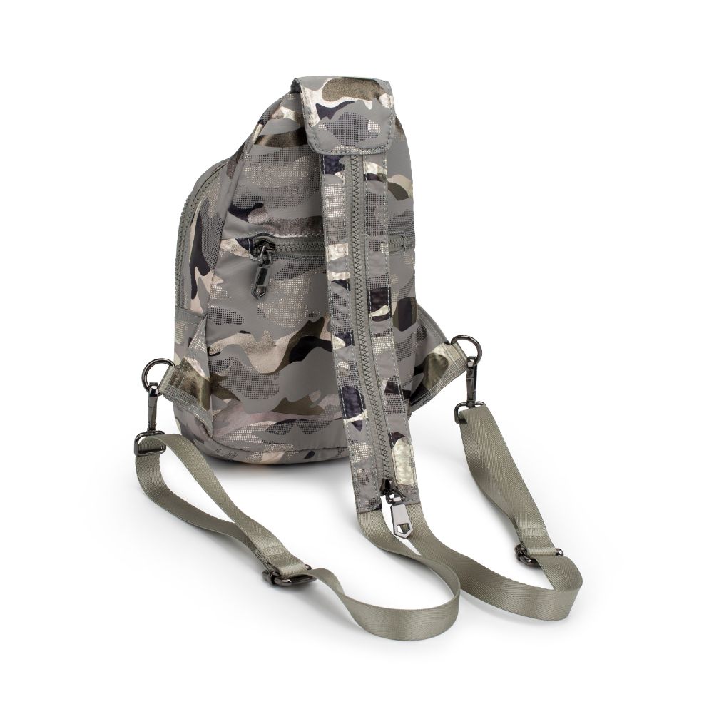 Product Image of Sol and Selene On The Run Sling Backpack 841764105453 View 7 | Seafoam Metallic Camo