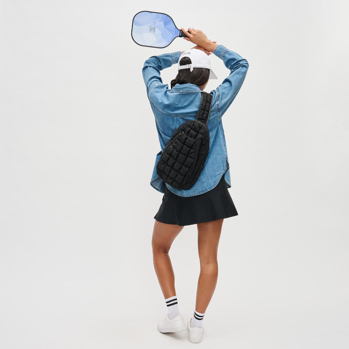 Woman wearing Black Sol and Selene Match Point - Pickleball Sling Backpack 841764109734 View 3 | Black