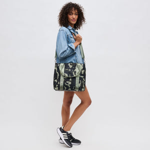 Woman wearing Green Camo Sol and Selene Motivator Carryall Tote 841764106900 View 4 | Green Camo