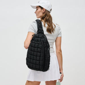 Woman wearing Black Sol and Selene Match Point - Pickleball & Paddle Tennis Sling Backpack 841764111140 View 2 | Black