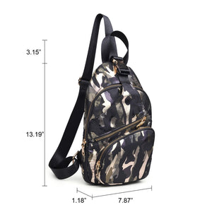 Product Image of Sol and Selene On The Go - Nylon Sling Backpack 841764104555 View 8 | Green Metallic Camo
