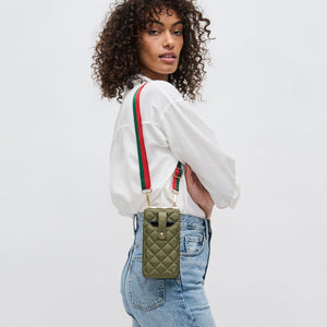 Woman wearing Sage Sol and Selene Duality - Quilted Cell Phone Crossbody 841764107792 View 2 | Sage