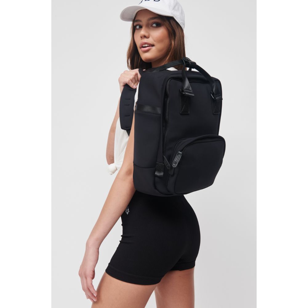 Woman wearing Black Sol and Selene Iconic - Neoprene Backpack 841764106665 View 2 | Black