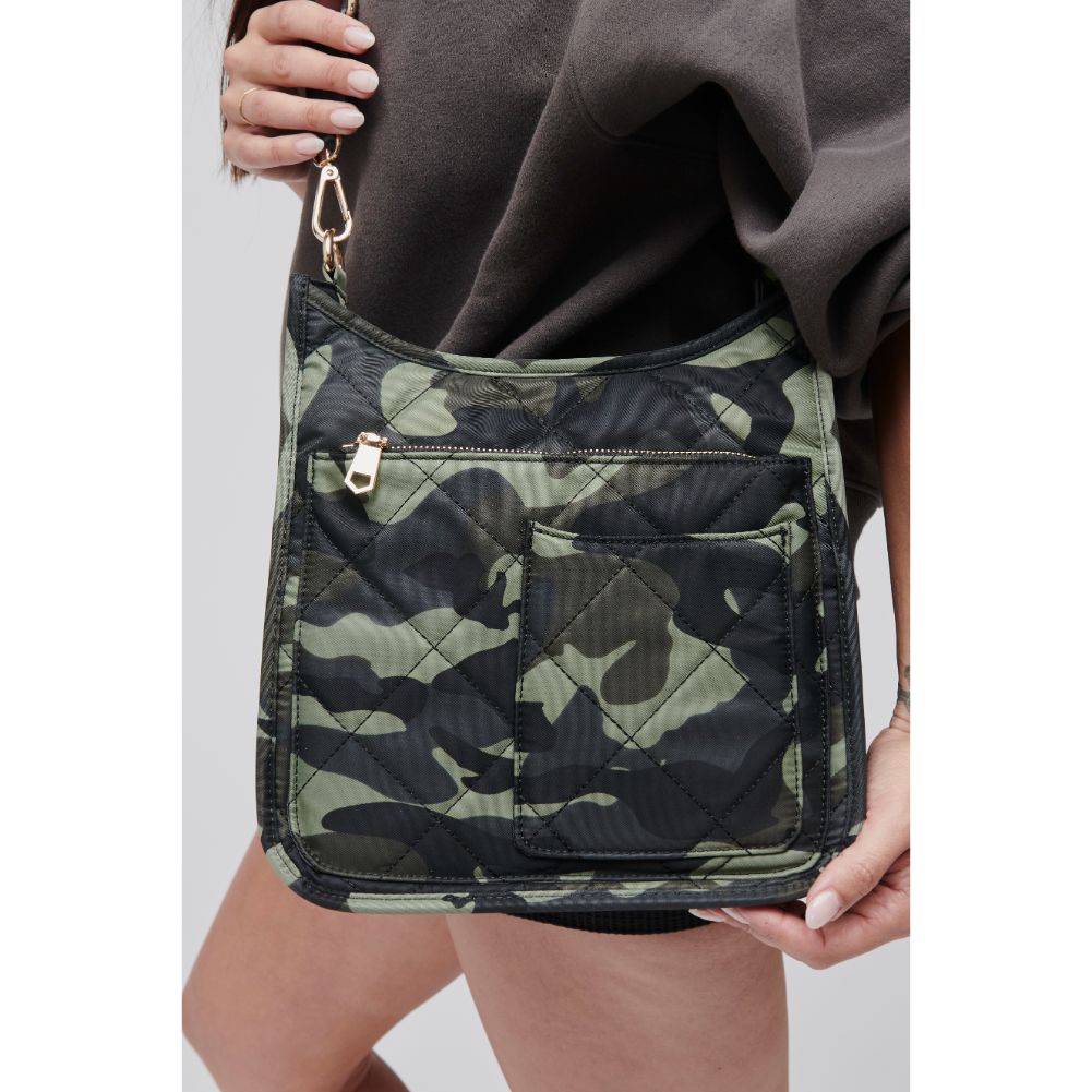 Woman wearing Camo Sol and Selene Motivator Messenger Crossbody 841764106757 View 2 | Camo