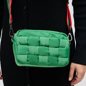 Woman wearing Kelly Green Sol and Selene Inspiration - Woven Nylon Crossbody 841764107891 View 4 | Kelly Green