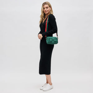 Woman wearing Emerald Sol and Selene Inspiration - Woven Nylon Crossbody 841764107617 View 3 | Emerald