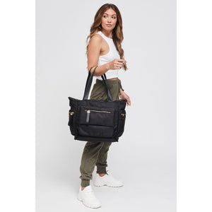 Woman wearing Black Sol and Selene Gratitude Tote 841764105286 View 3 | Black