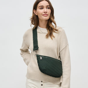 Woman wearing Olive Sol and Selene Ethereal - Woven Neoprene Crossbody 841764110891 View 2 | Olive