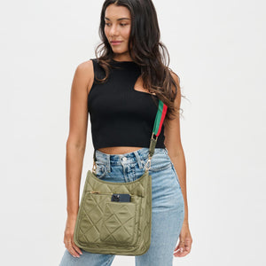 Woman wearing Olive Sol and Selene Motivator Messenger Crossbody 841764108416 View 2 | Olive