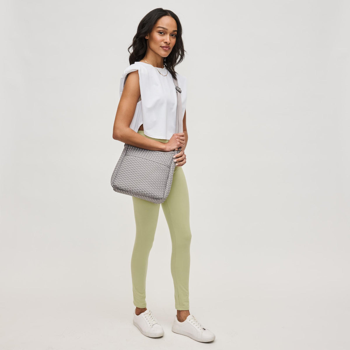 Woman wearing Fog Sol and Selene Kismet - Woven Neoprene Crossbody 841764111522 View 3 | Fog