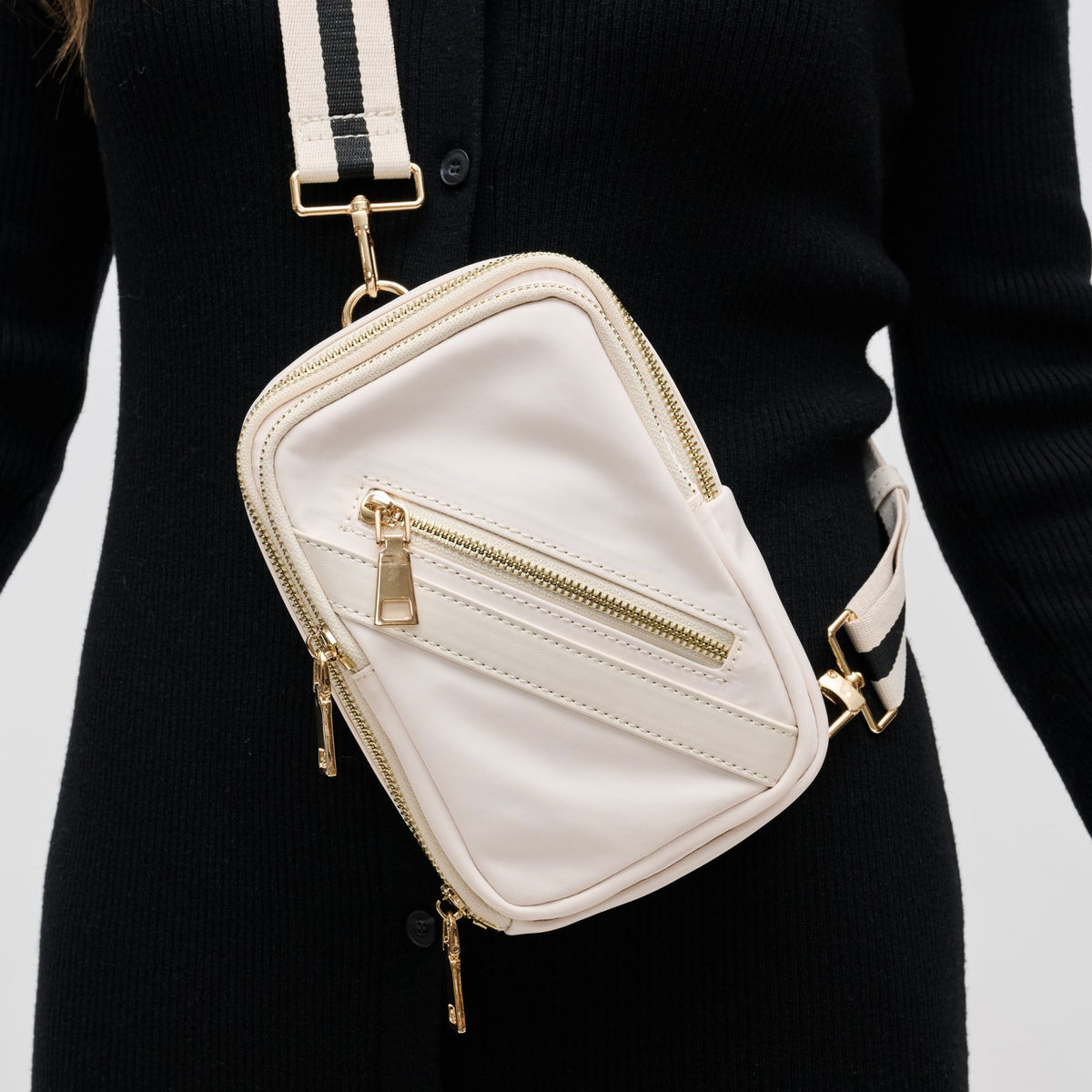 Woman wearing Cream Sol and Selene Accolade Sling Backpack 841764109369 View 4 | Cream