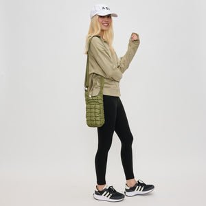 Woman wearing Olive Sol and Selene Let It Flow - Quilted Puffer Crossbody 841764110419 View 3 | Olive