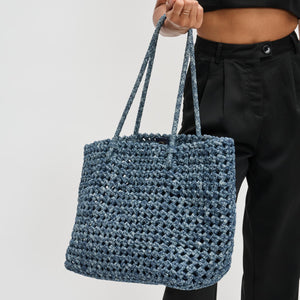 Woman wearing Denim Sol and Selene Reflection Tote 841764110099 View 4 | Denim