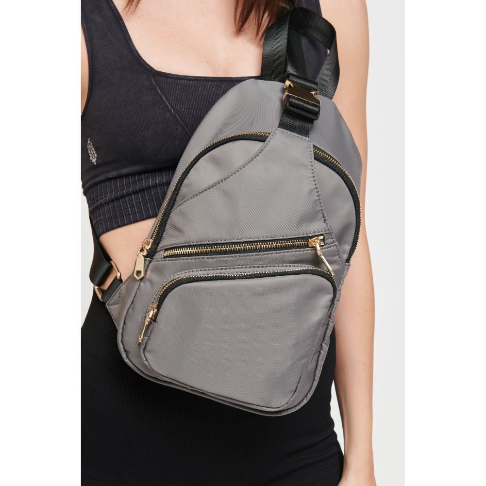 Woman wearing Carbon Sol and Selene On The Go - Nylon Sling Backpack 841764105415 View 2 | Carbon