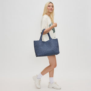 Woman wearing Dark Denim Sol and Selene Sky's The Limit - Large Tote 841764110266 View 2 | Dark Denim