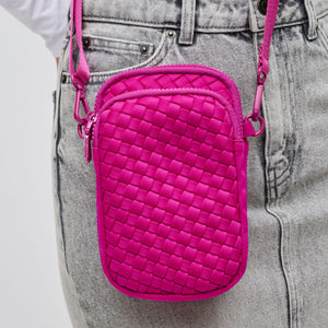 Woman wearing Fuchsia Sol and Selene Divide & Conquer - Woven Neoprene Crossbody 841764108720 View 4 | Fuchsia