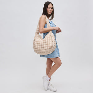 Woman wearing Cream Sol and Selene Revive Hobo 841764109512 View 2 | Cream