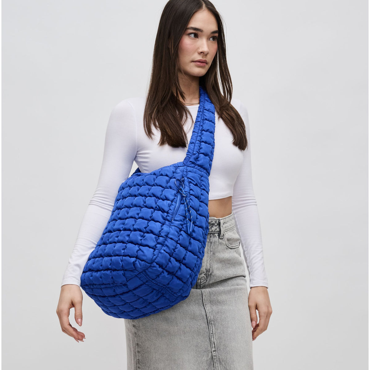 Woman wearing Cobalt Sol and Selene Revive Hobo 841764108577 View 3 | Cobalt