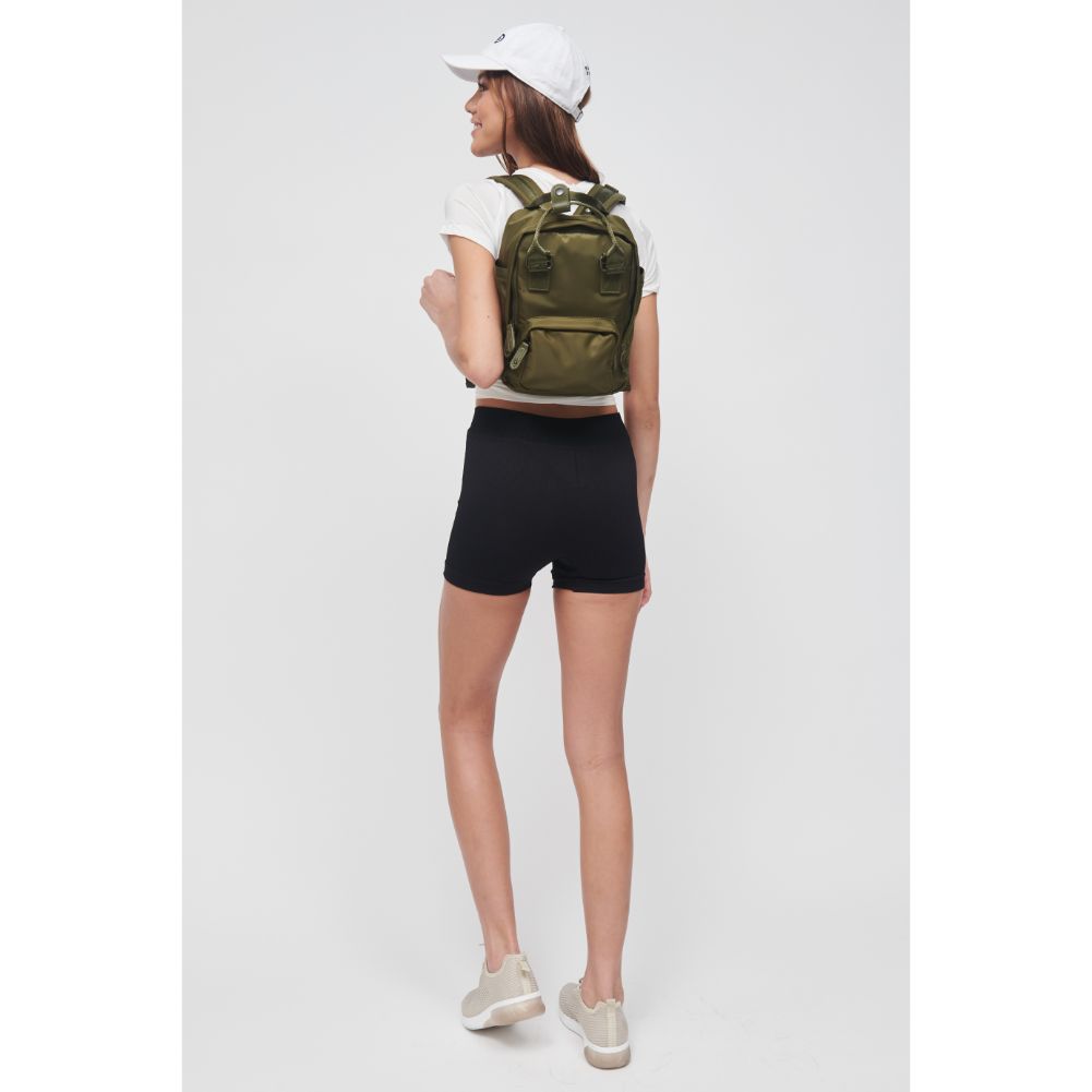 Woman wearing Olive Sol and Selene Iconic - Small Nylon Backpack 841764106740 View 3 | Olive