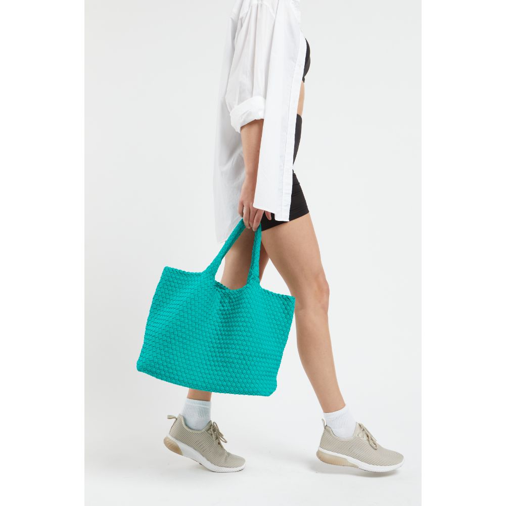 Woman wearing Emerald Sol and Selene Sky&#39;s The Limit - Large Tote 841764107853 View 2 | Emerald