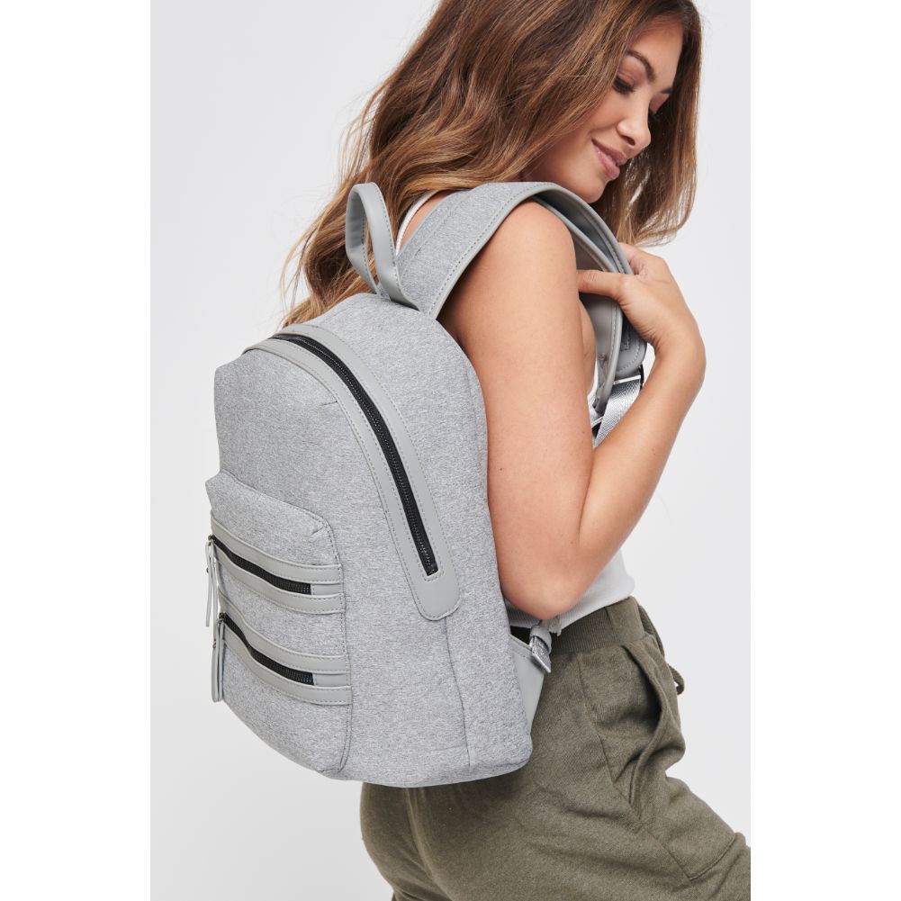 Woman wearing Grey Sol and Selene Carpe Diem - Neoprene Backpack 841764105590 View 2 | Grey