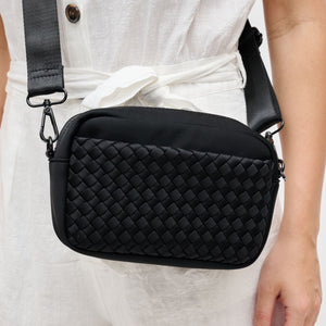 Woman wearing Black Sol and Selene Inspiration - Woven Neoprene Crossbody 841764108317 View 4 | Black