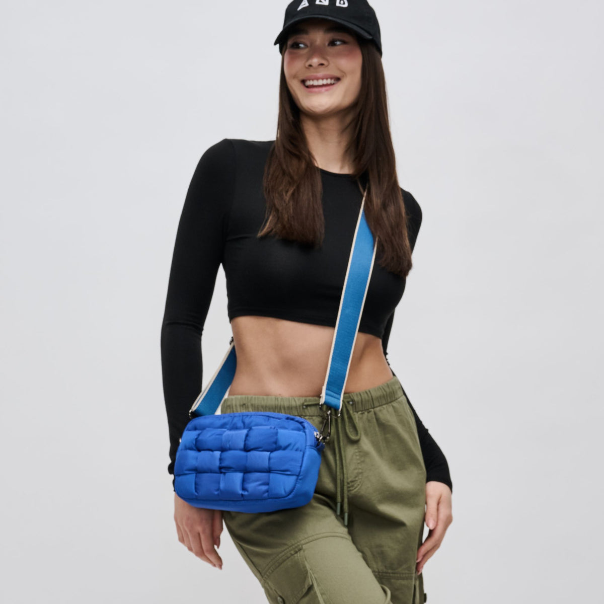 Woman wearing Cobalt Sol and Selene Inspiration - Woven Nylon Crossbody 841764107624 View 1 | Cobalt