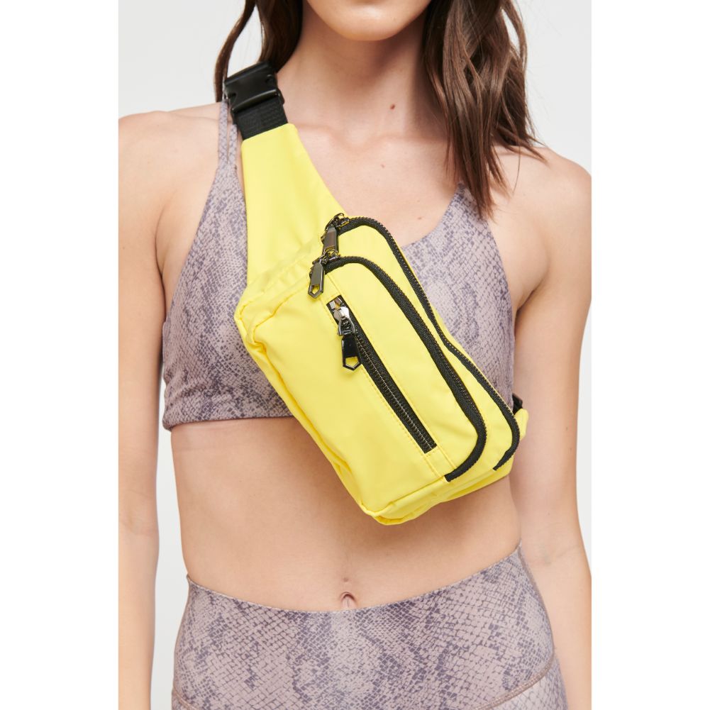 Woman wearing Yellow Sol and Selene Hip Hugger Belt Bag 841764102926 View 2 | Yellow