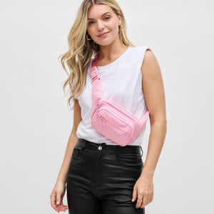 Woman wearing Rose Sol and Selene Hip Hugger - Neoprene Mesh Belt Bag 841764109833 View 2 | Rose